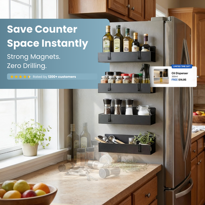 Magnetic Spice Storage Racks + FREE Oil Dispenser