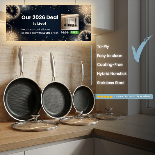 Hybrid Fry Pan Set With Lids, 6-pc + FREE Spatula Set